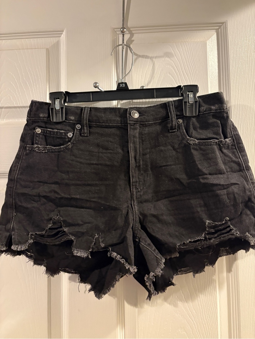 aerie Black Distressed Denim Cutoff Shorts